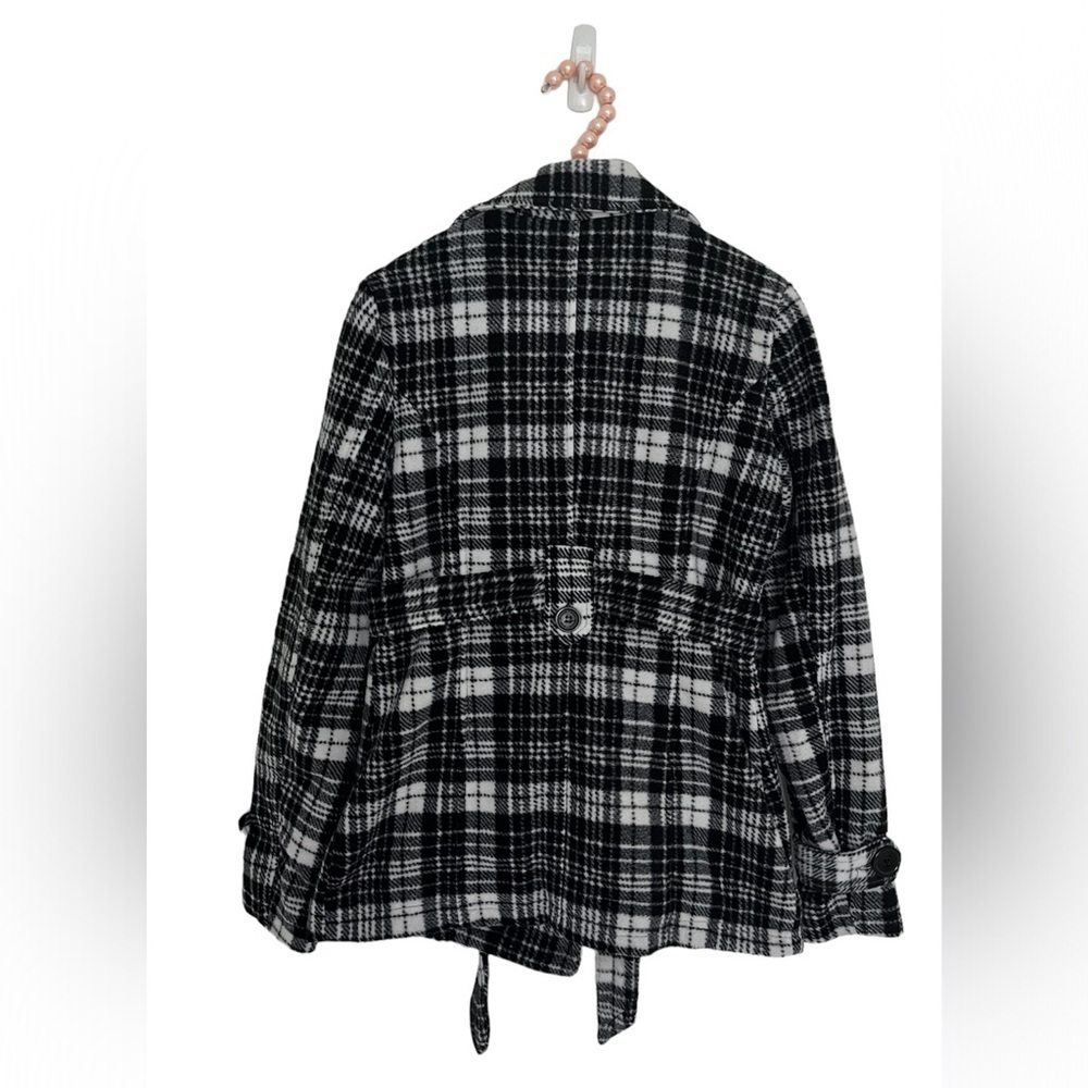 Plaid Black and White Trench Coat in Small - Picture 2 of 7